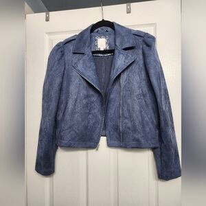 LC Lauren Conrad Denim Blue Leather Jacket